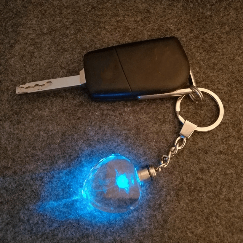 Romantic Glowing Heart Glass Keychain with Rose-Shaped Charm for Men - Perfect Gift for Him