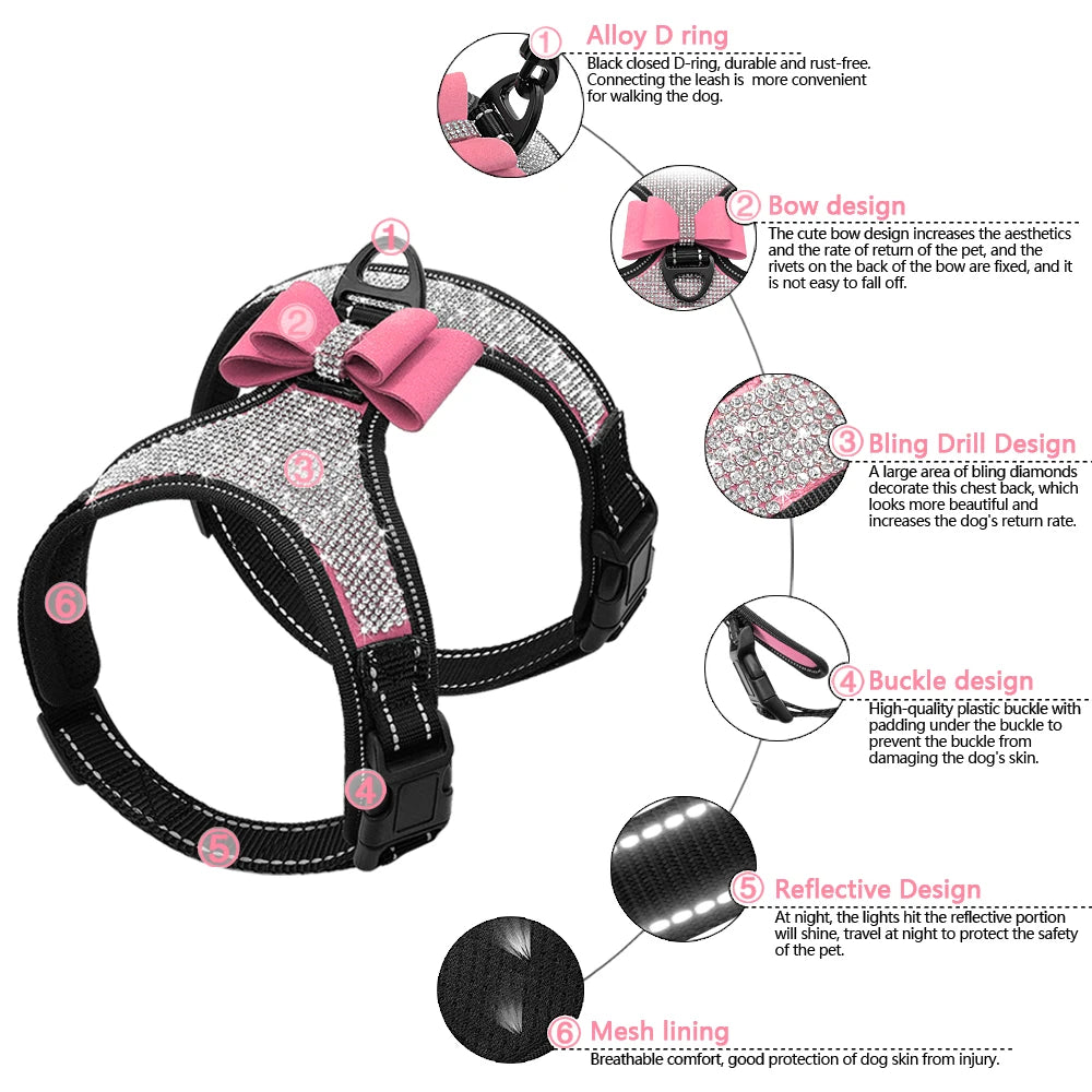 Reflective Dog Harness Nylon Pug Small Medium Dogs Harnesses Vest