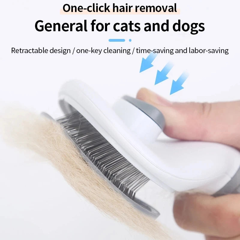 Pet Hair Removal Comb – Stainless Steel Grooming Brush for Dogs and Cats