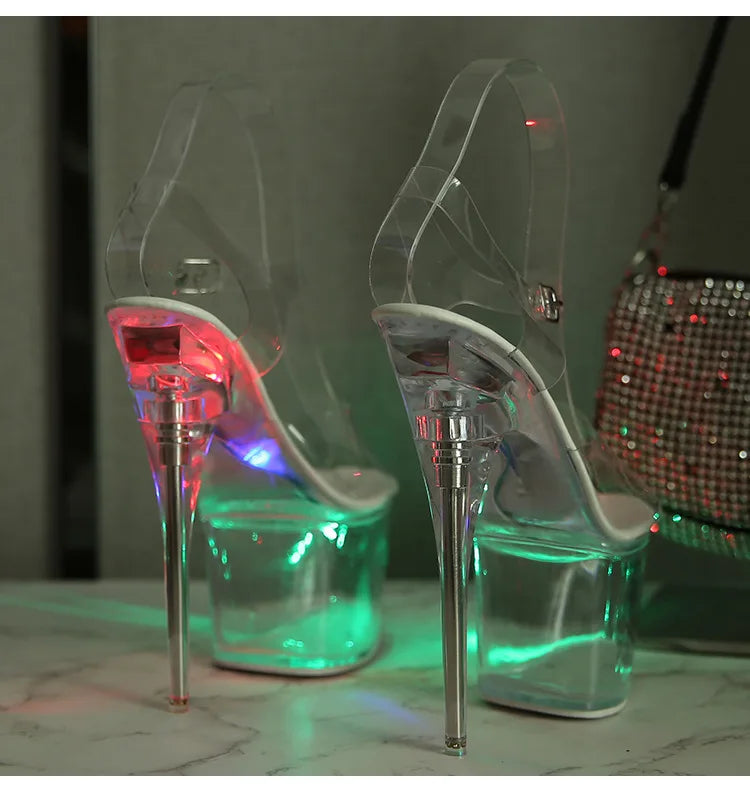 Ltarta 10368 Series 17cm Heel 7.5cm Platform Nightclub High Heels Glowing Sandals Shoes