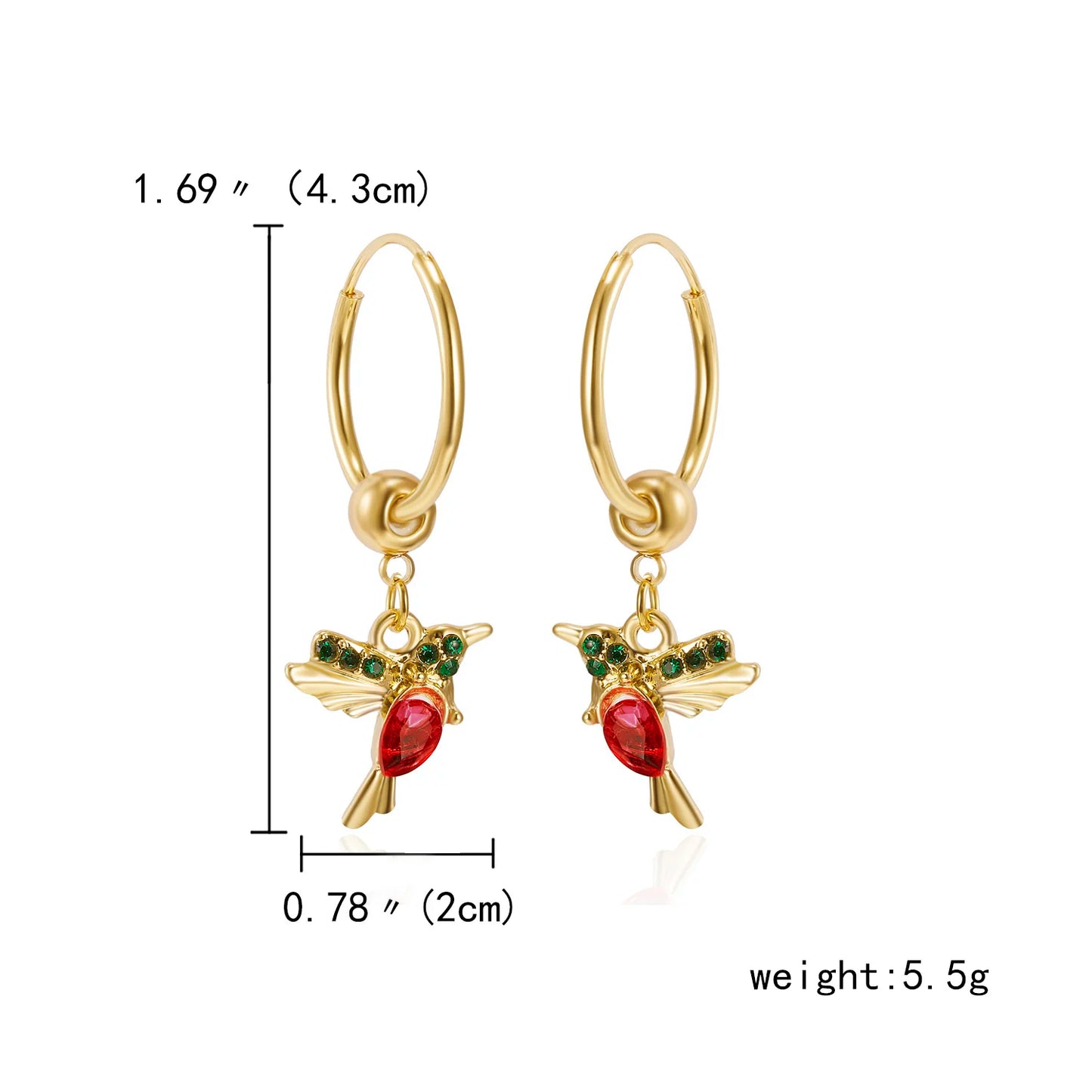 Unique Little Bird Drop Long Hanging Hummingbird Earring Jewelry