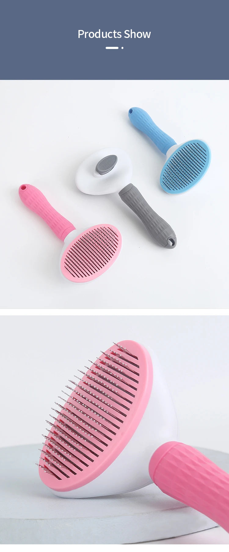 Pet Hair Removal Comb – Stainless Steel Grooming Brush for Dogs and Cats