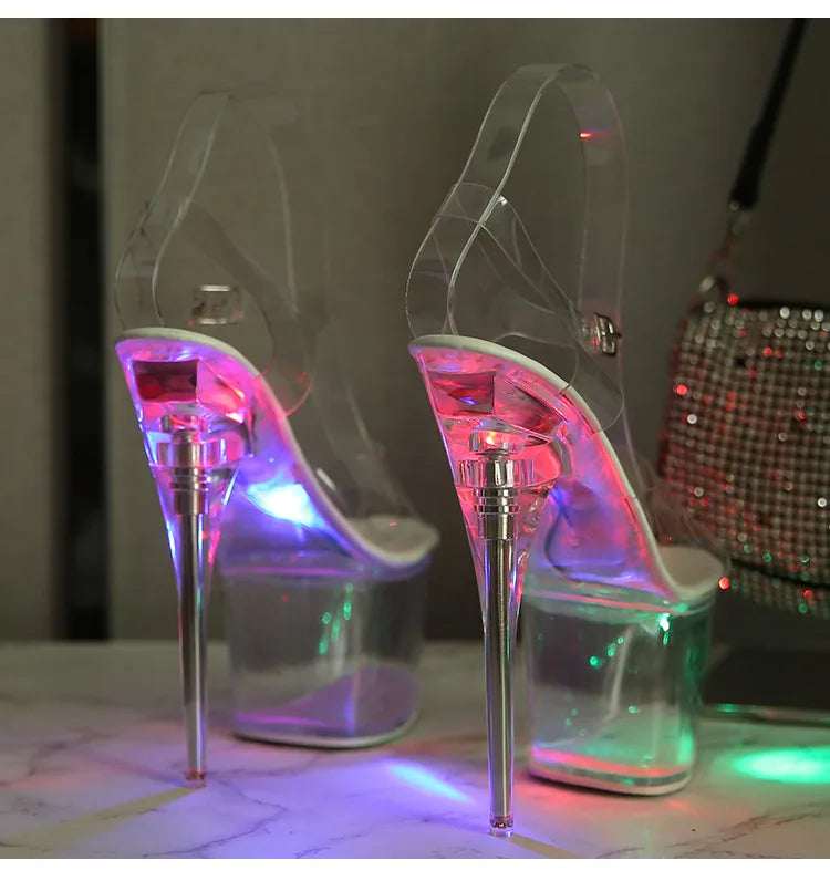 Ltarta 10368 Series 17cm Heel 7.5cm Platform Nightclub High Heels Glowing Sandals Shoes