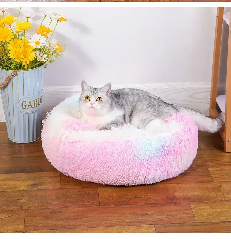 Winter Dog Plush Round Bed