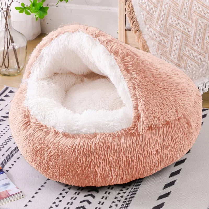 Winter Dog Plush Round Bed