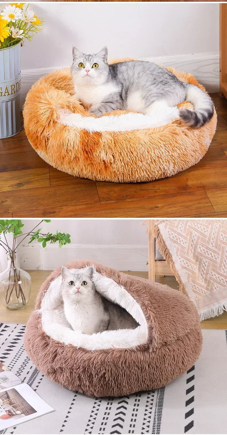 Winter Dog Plush Round Bed