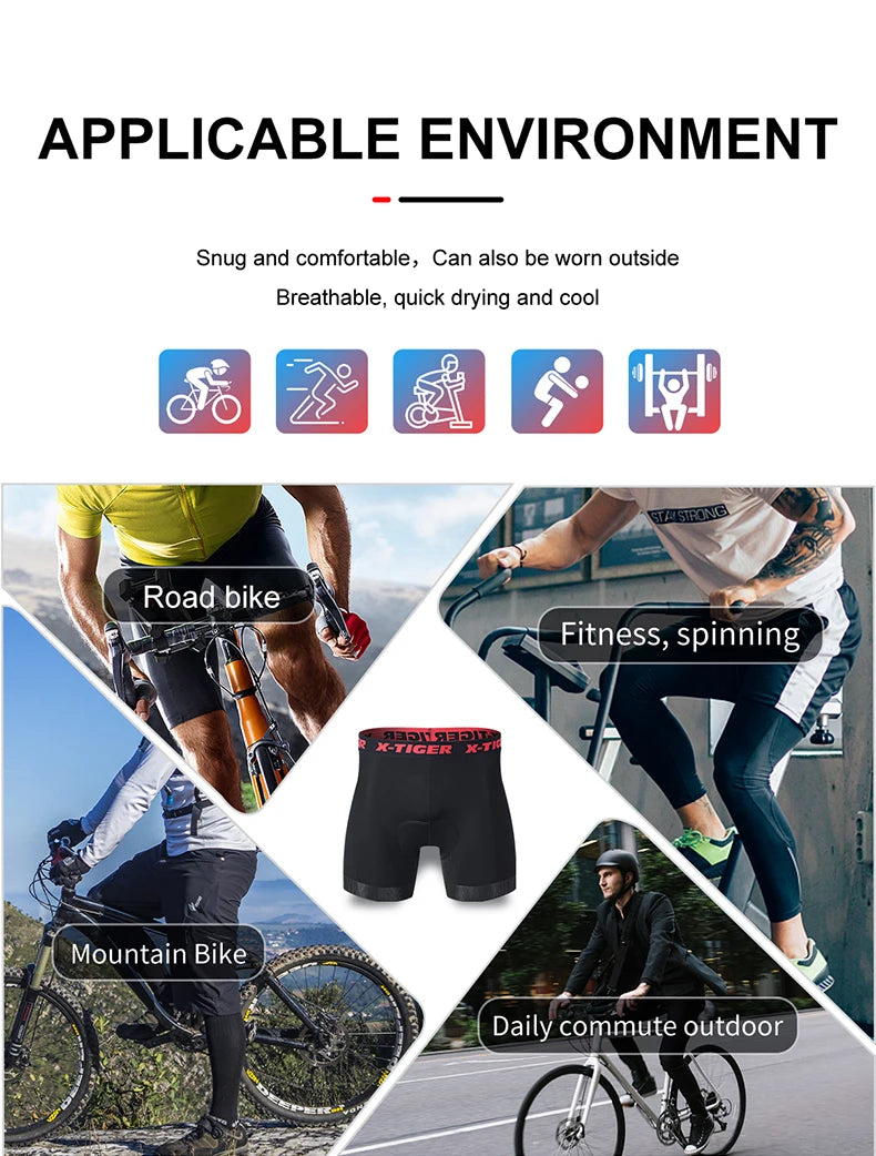 Cycling Underwear Shorts 5D Padded Sports Riding Bike Bicycle MTB Liner