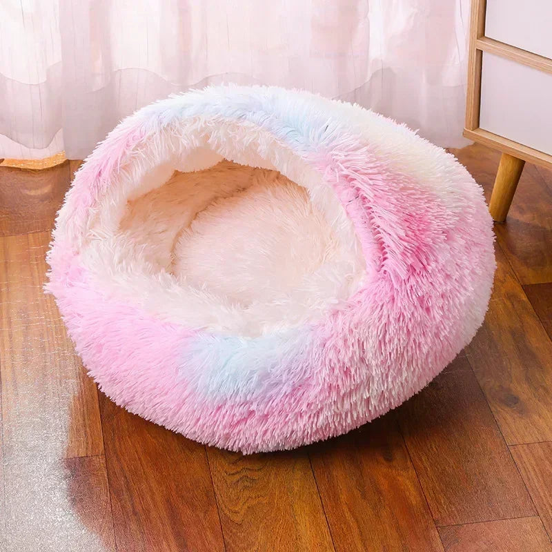 Winter Dog Plush Round Bed