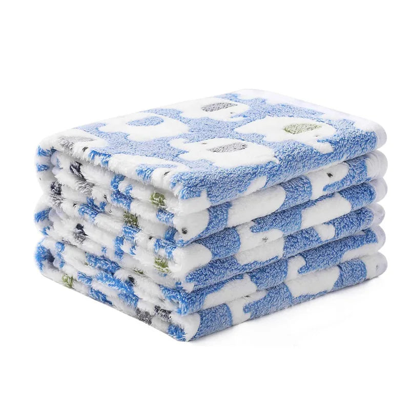 Soft & Fluffy Dog Bed Mat Blanket – Adorable Paws/Elephant Pattern