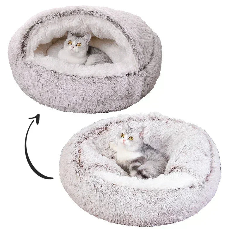 Winter Dog Plush Round Bed