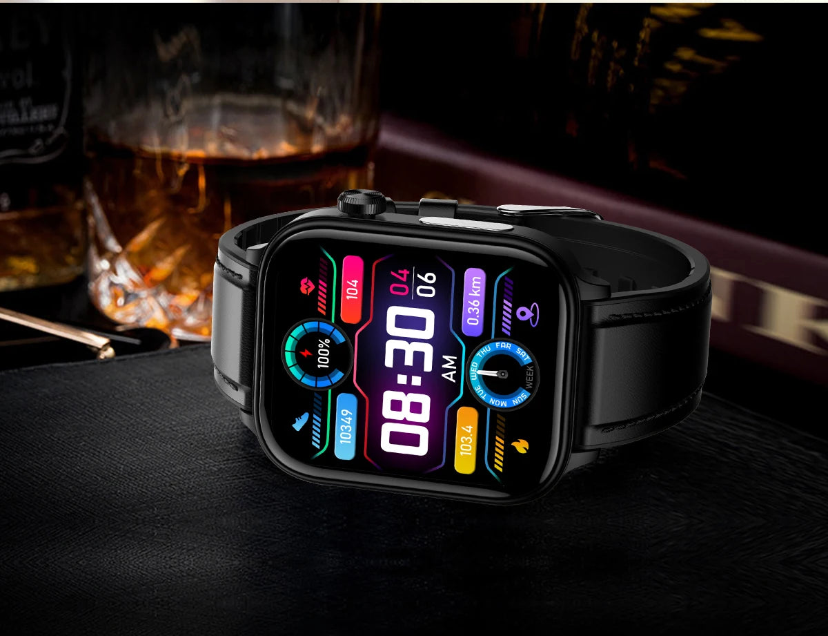 ECG+PPG Medical-Grade Smartwatch for Men: Monitors blood glucose, lipids, and uric acid, with Bluetooth connectivity for comprehensive health tracking.