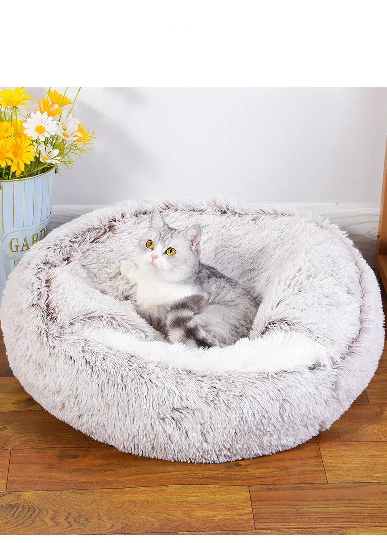 Winter Dog Plush Round Bed