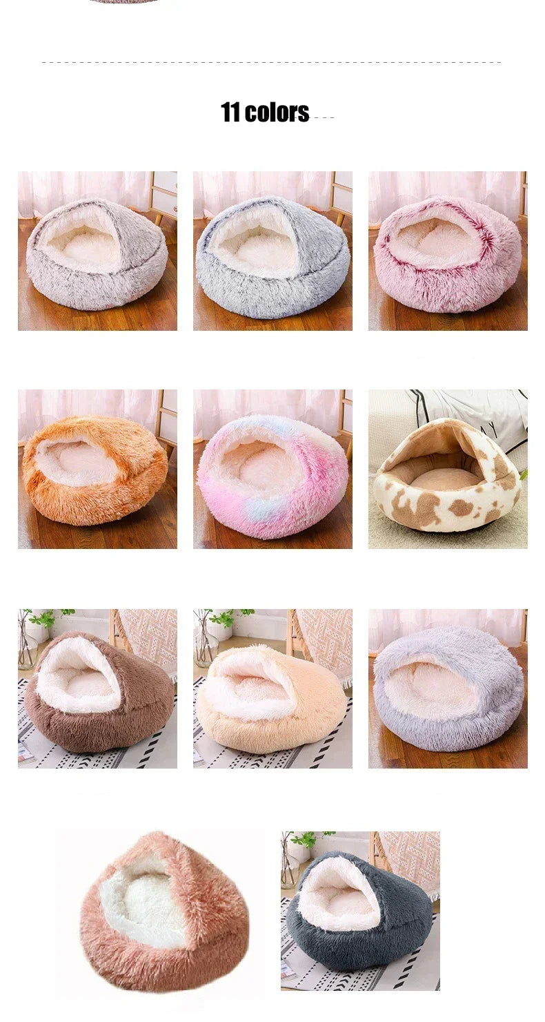 Winter Dog Plush Round Bed