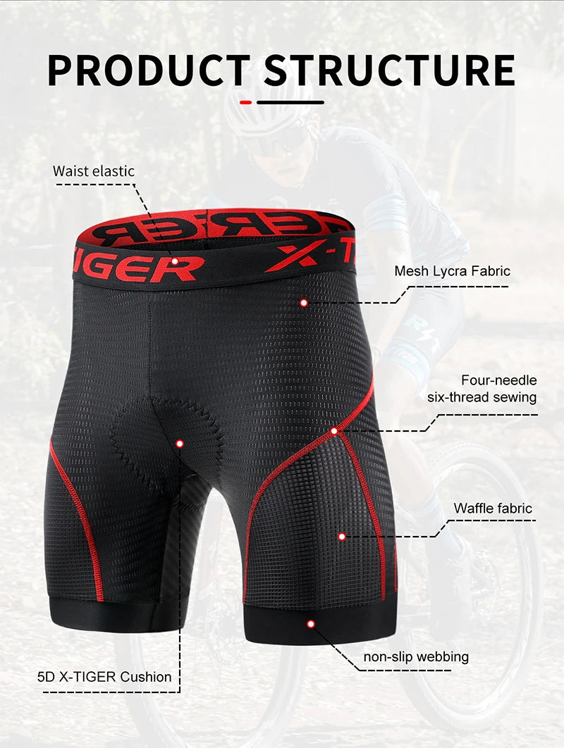 Cycling Underwear Shorts 5D Padded Sports Riding Bike Bicycle MTB Liner