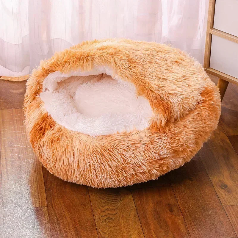 Winter Dog Plush Round Bed