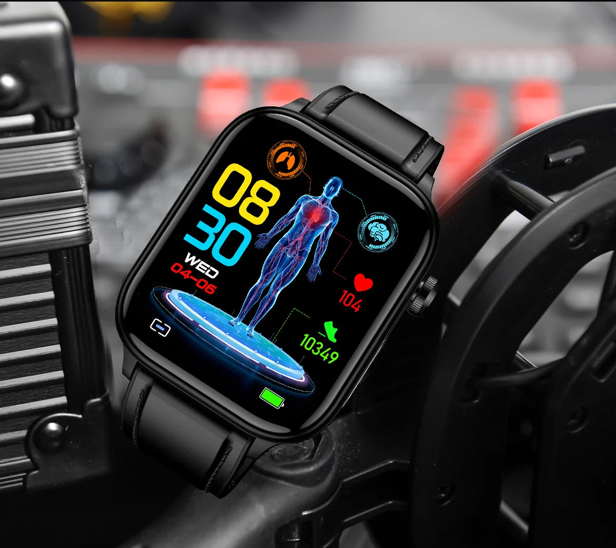 ECG+PPG Medical-Grade Smartwatch for Men: Monitors blood glucose, lipids, and uric acid, with Bluetooth connectivity for comprehensive health tracking.