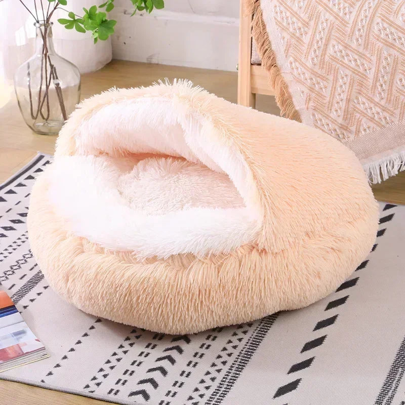 Winter Dog Plush Round Bed