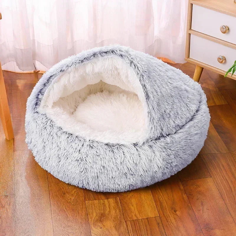 Winter Dog Plush Round Bed