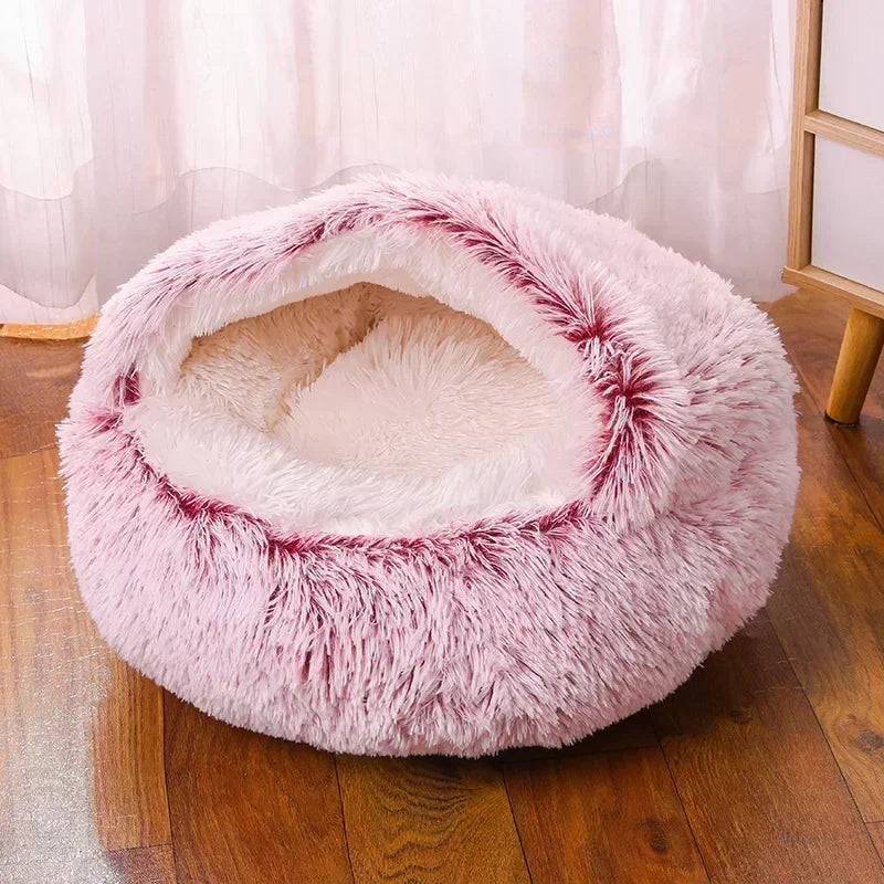 Winter Dog Plush Round Bed