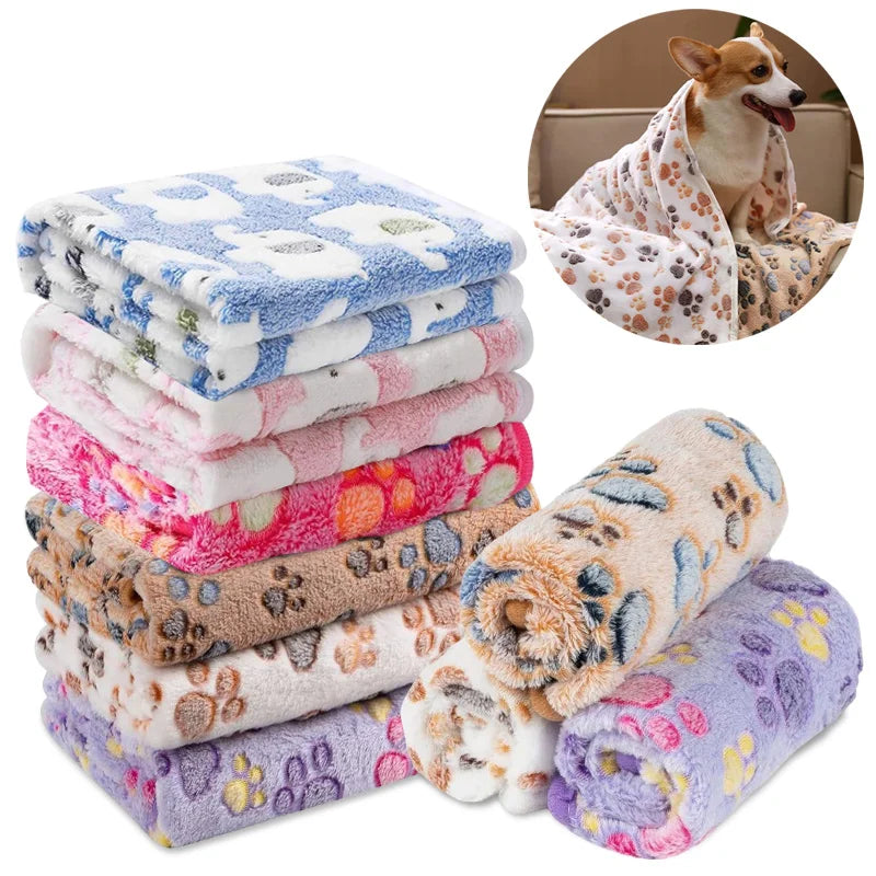Soft & Fluffy Dog Bed Mat Blanket – Adorable Paws/Elephant Pattern