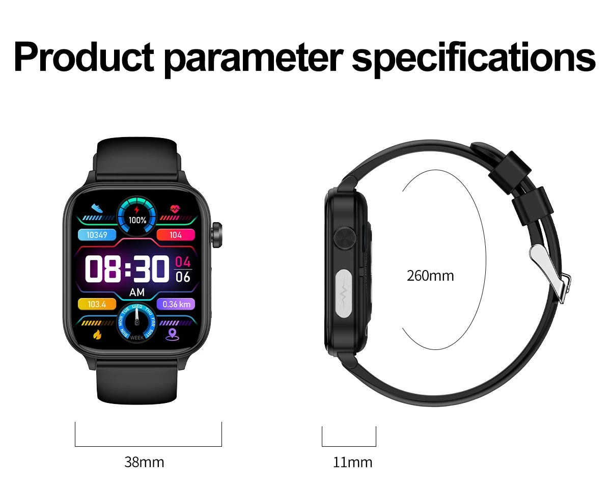ECG+PPG Medical-Grade Smartwatch for Men: Monitors blood glucose, lipids, and uric acid, with Bluetooth connectivity for comprehensive health tracking.