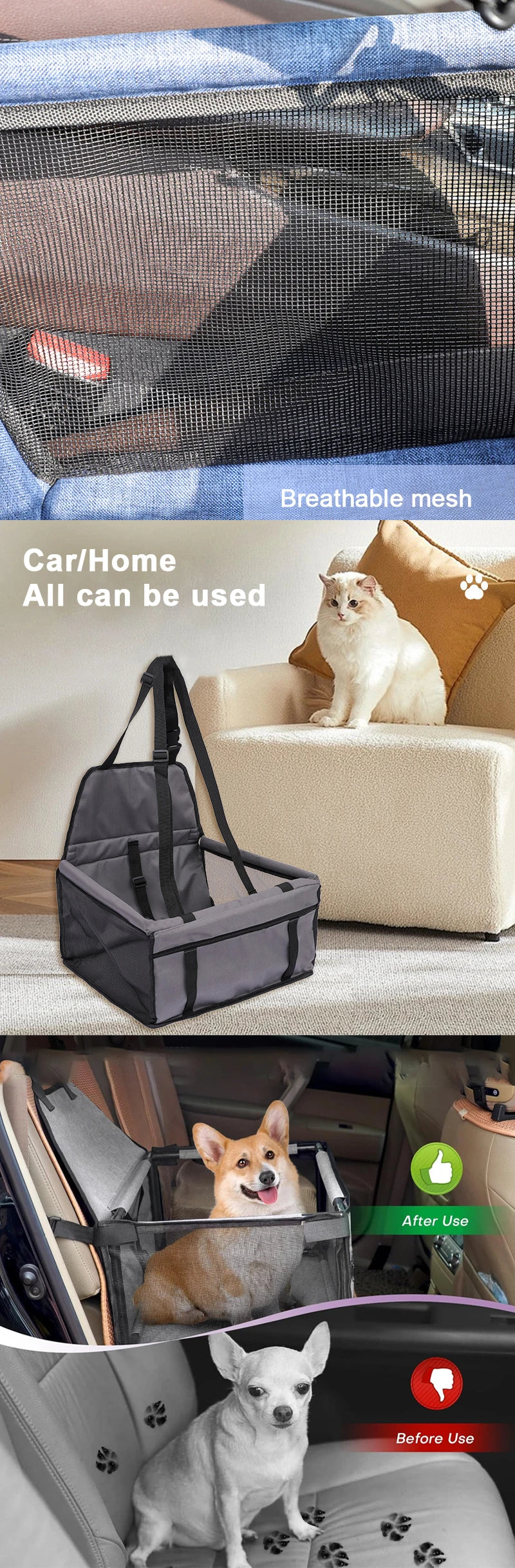 Dog Car Seat Cover Folding Hammock Pet Carriers Bag