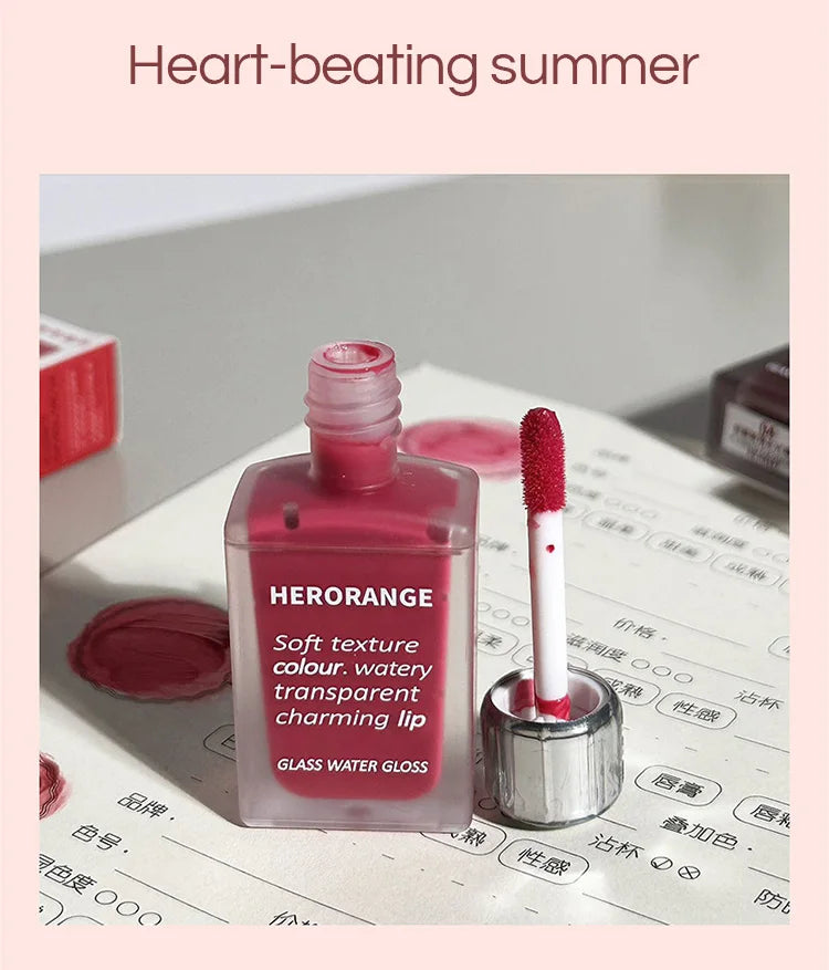 Lightly Glass Water Gloss Herorange Lip Glaze Mirror Moisturizing Plump Lips