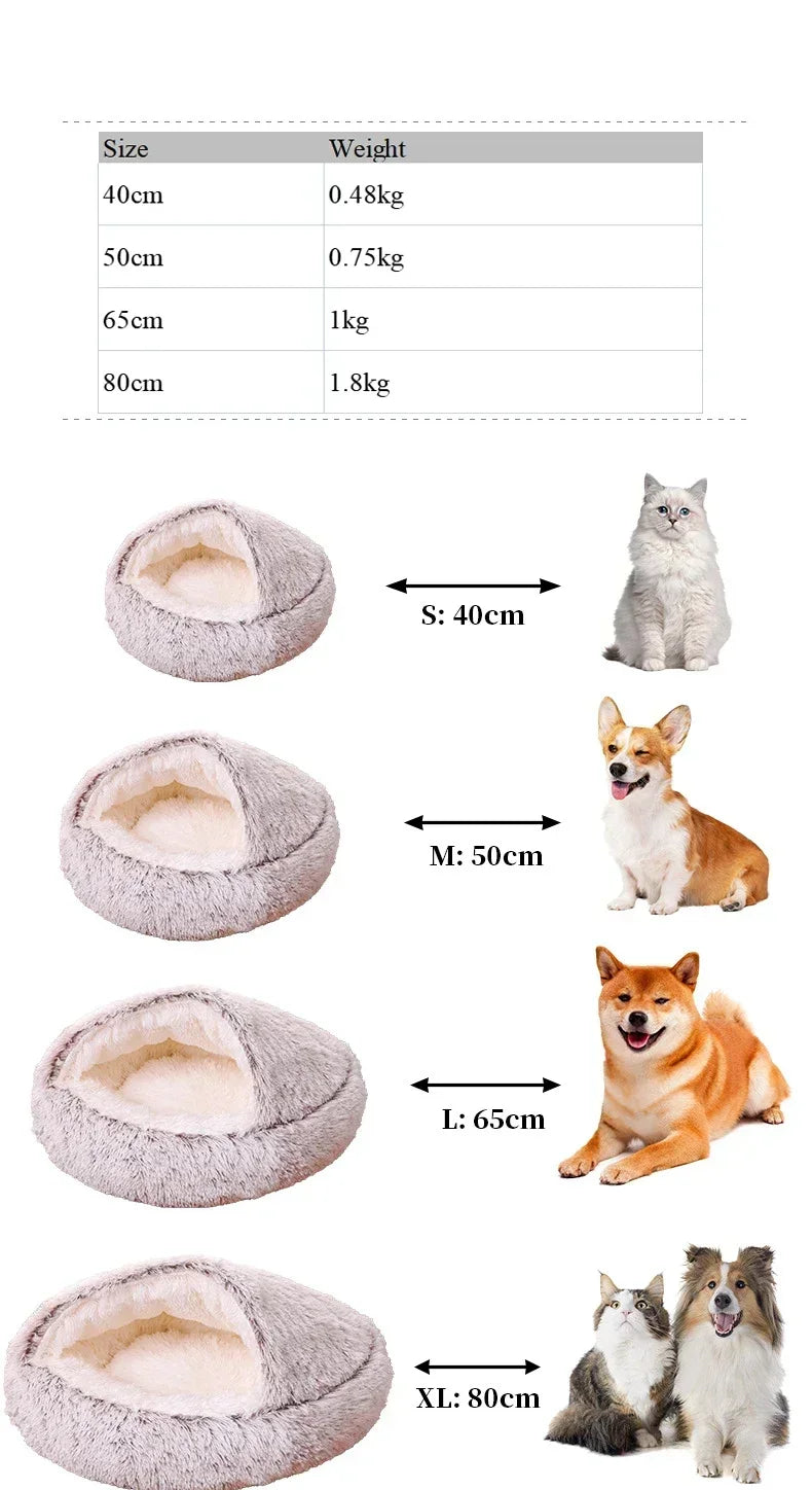 Winter Dog Plush Round Bed