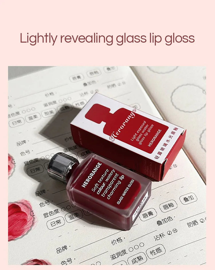 Lightly Glass Water Gloss Herorange Lip Glaze Mirror Moisturizing Plump Lips