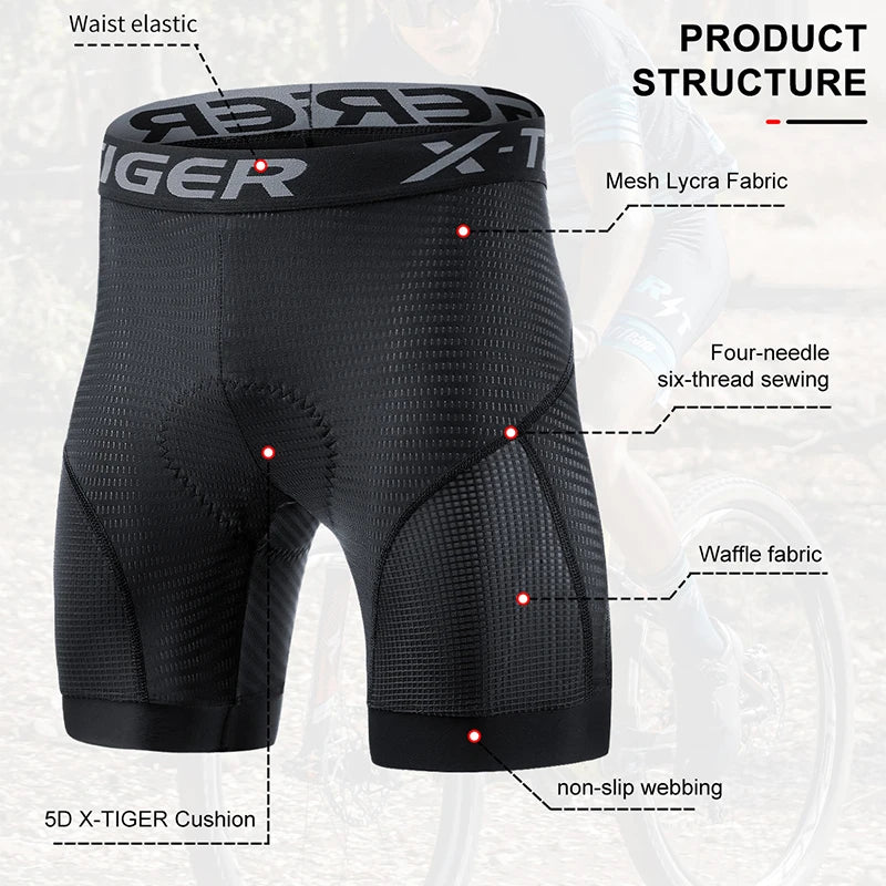 Cycling Underwear Shorts 5D Padded Sports Riding Bike Bicycle MTB Liner