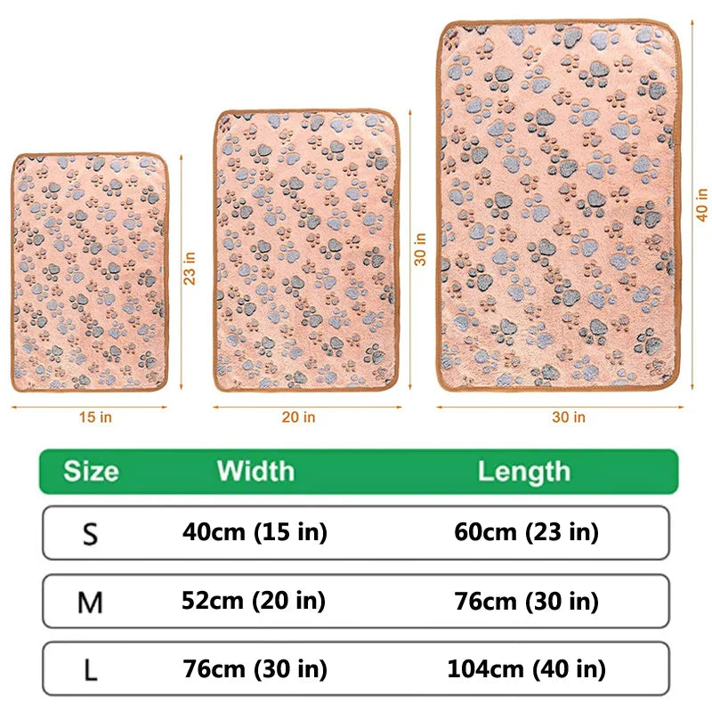 Soft & Fluffy Dog Bed Mat Blanket – Adorable Paws/Elephant Pattern