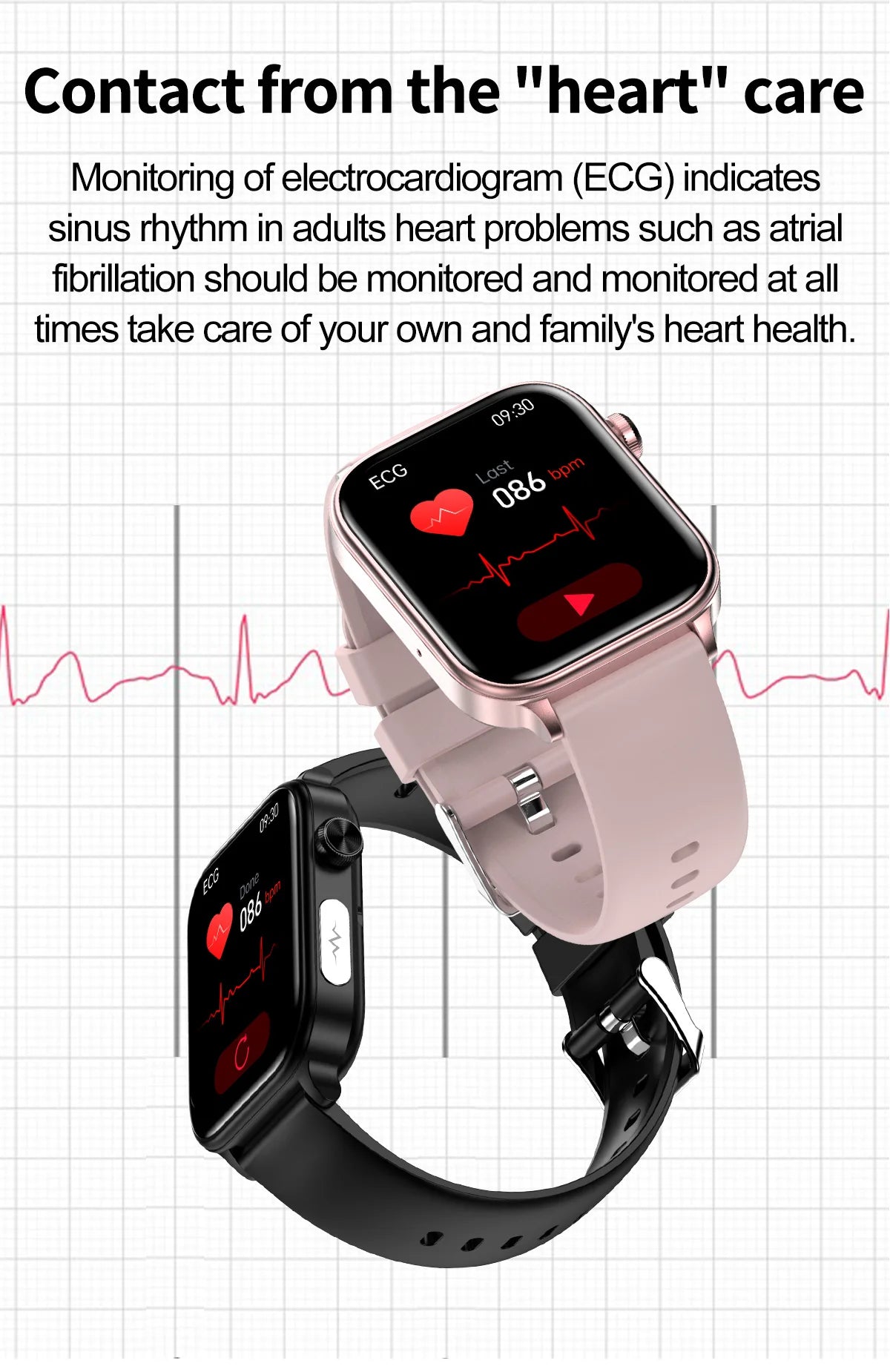 ECG+PPG Medical-Grade Smartwatch for Men: Monitors blood glucose, lipids, and uric acid, with Bluetooth connectivity for comprehensive health tracking.