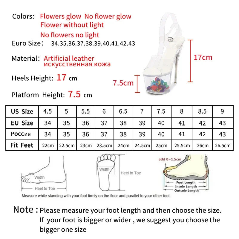 Ltarta 10368 Series 17cm Heel 7.5cm Platform Nightclub High Heels Glowing Sandals Shoes