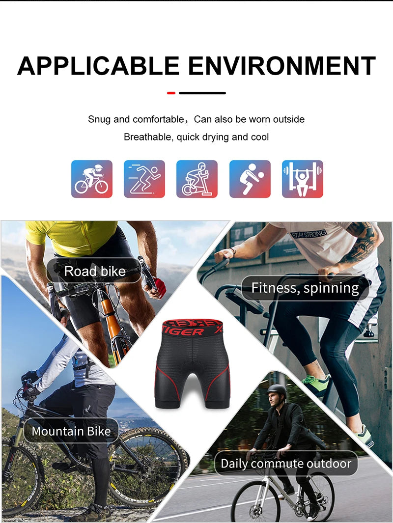 Cycling Underwear Shorts 5D Padded Sports Riding Bike Bicycle MTB Liner