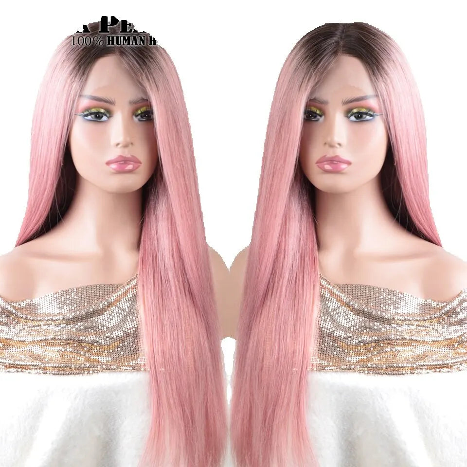 Human Hair Preplucked Wigs Straight Lace Front For Women Brazilian