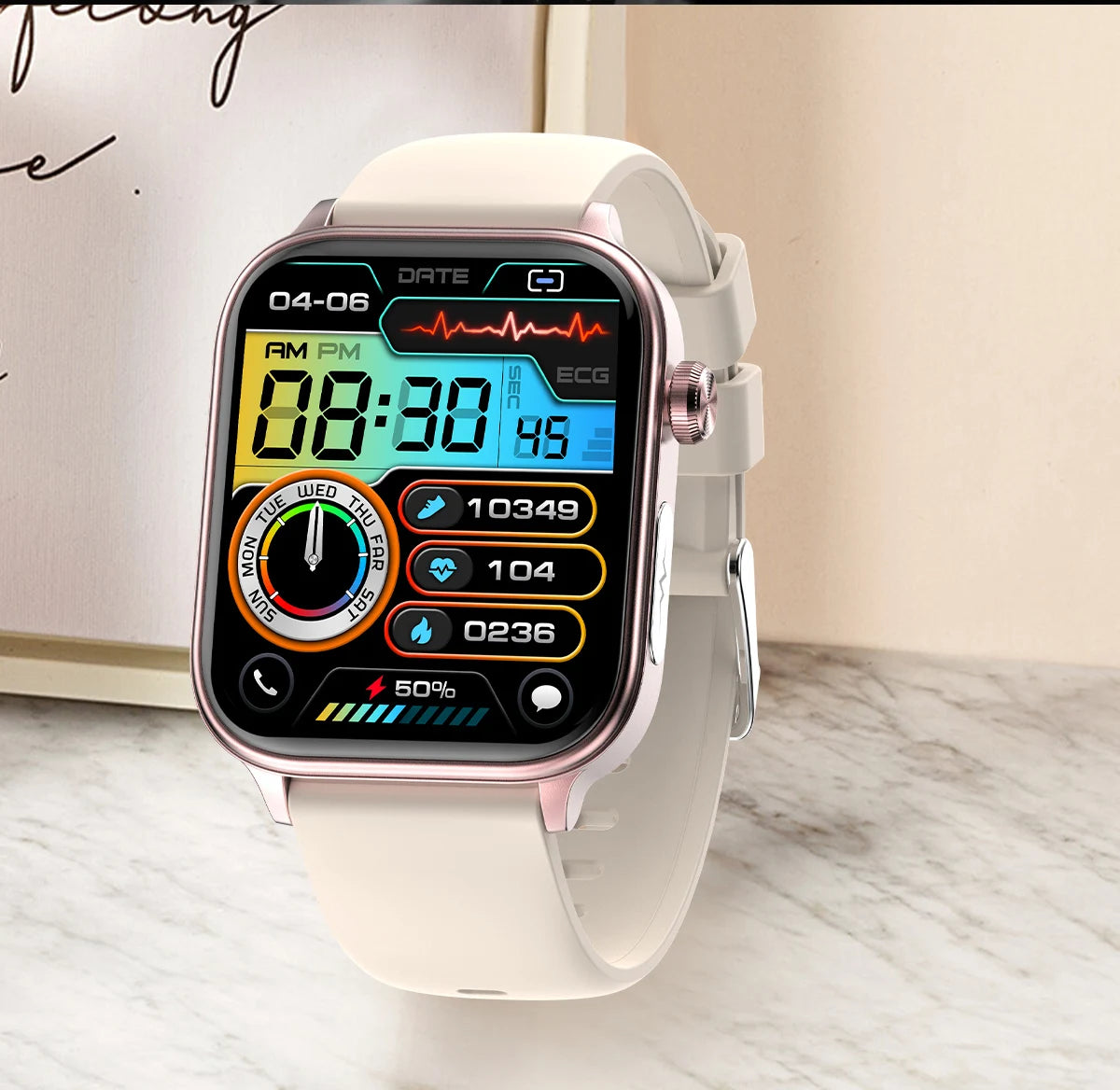 ECG+PPG Medical-Grade Smartwatch for Men: Monitors blood glucose, lipids, and uric acid, with Bluetooth connectivity for comprehensive health tracking.
