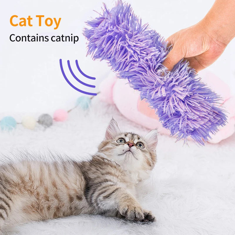 Plush Cat Chew Toy Catnip Self-hi Bite Toys Strip Pillow Teaser Toys