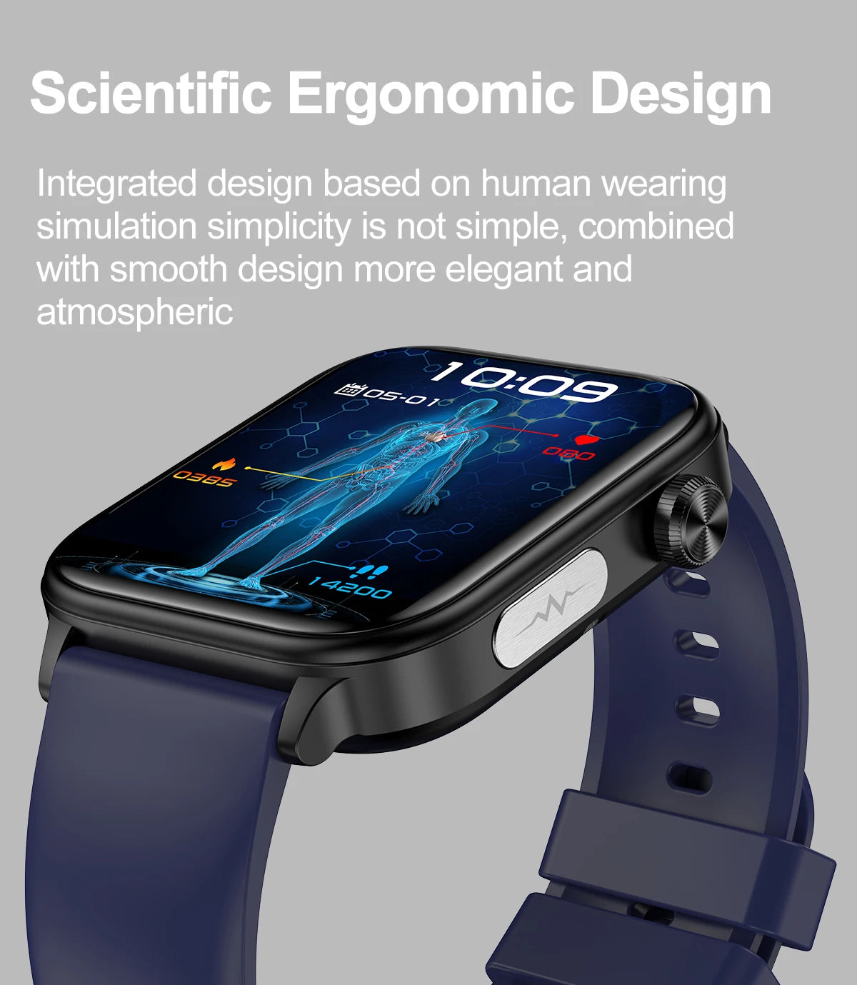 ECG+PPG Medical-Grade Smartwatch for Men: Monitors blood glucose, lipids, and uric acid, with Bluetooth connectivity for comprehensive health tracking.