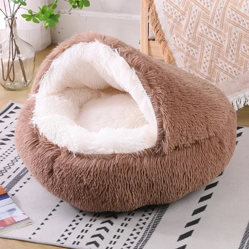 Winter Dog Plush Round Bed