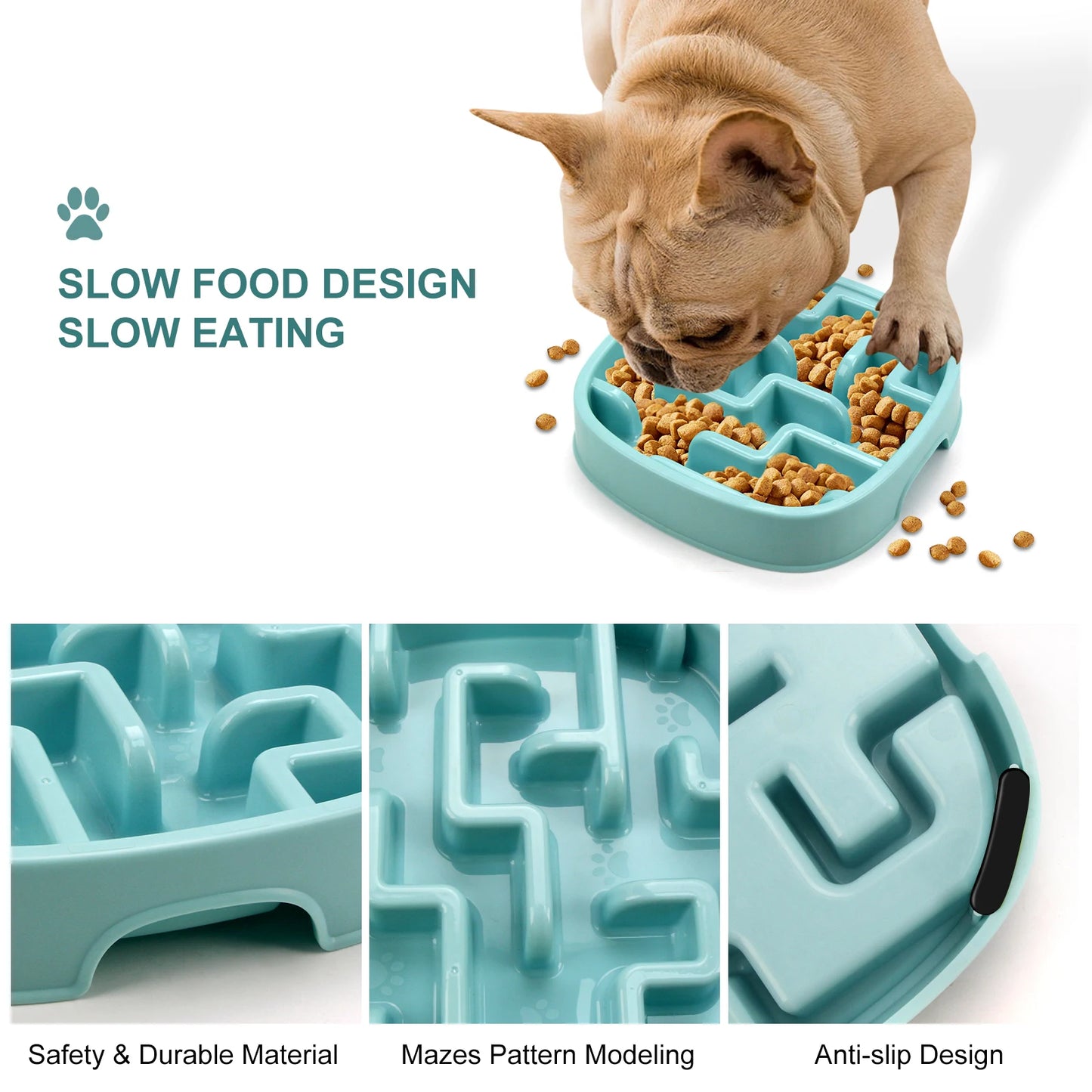 Pet Dog Slow Feeder Bowl Fun Non Slip Anti-Gulping