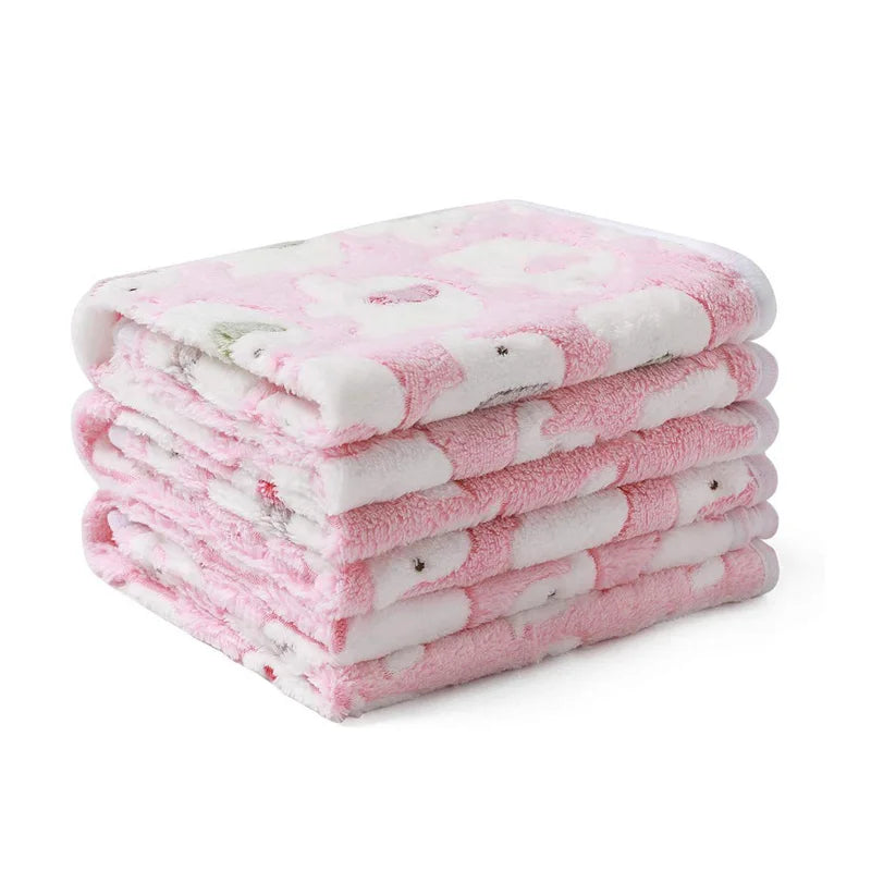 Soft & Fluffy Dog Bed Mat Blanket – Adorable Paws/Elephant Pattern