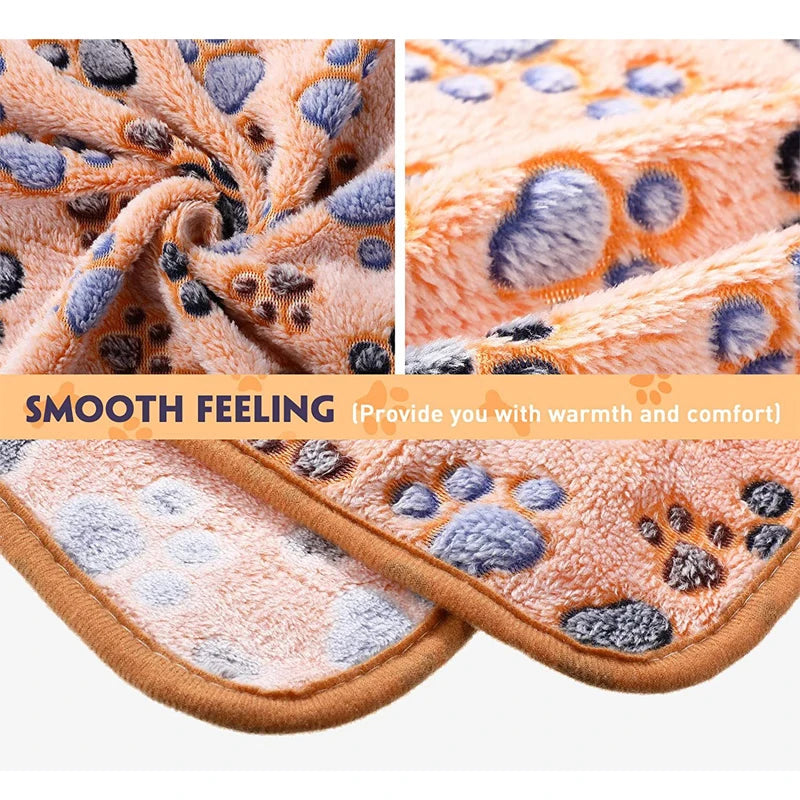 Soft & Fluffy Dog Bed Mat Blanket – Adorable Paws/Elephant Pattern