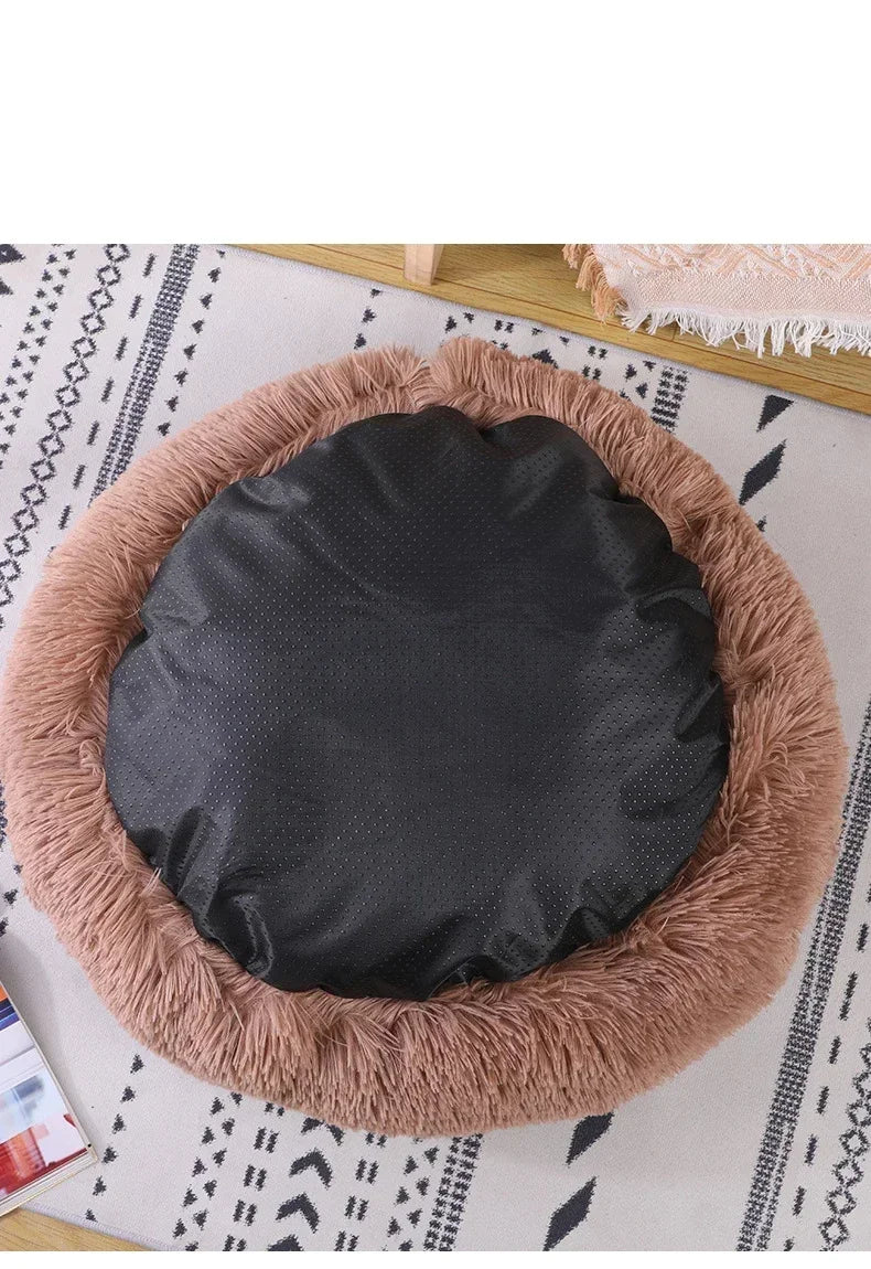 Winter Dog Plush Round Bed