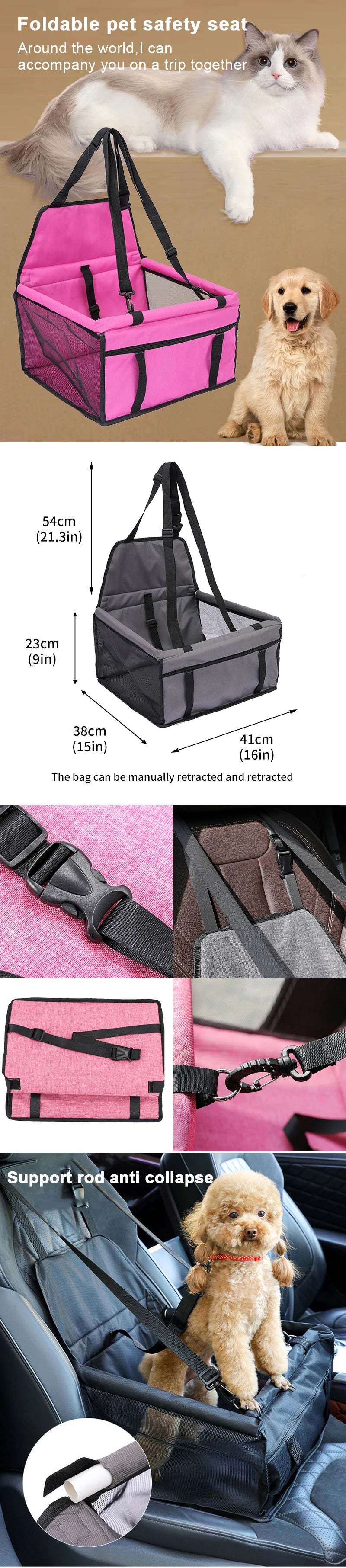 Dog Car Seat Cover Folding Hammock Pet Carriers Bag