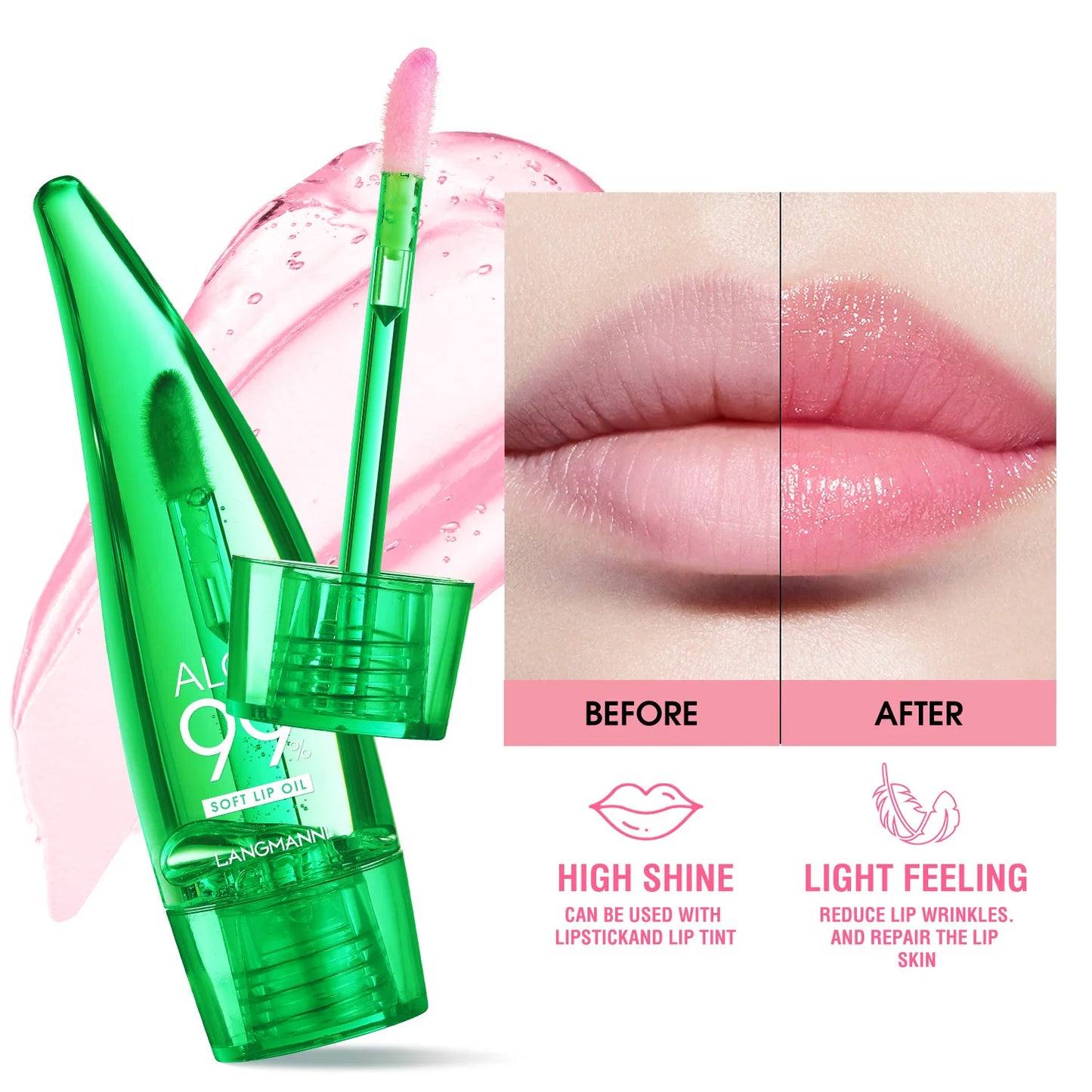 Batom Natural de Aloe Vera Lip Tint Longa Duração À Prova D'Água Hidratante