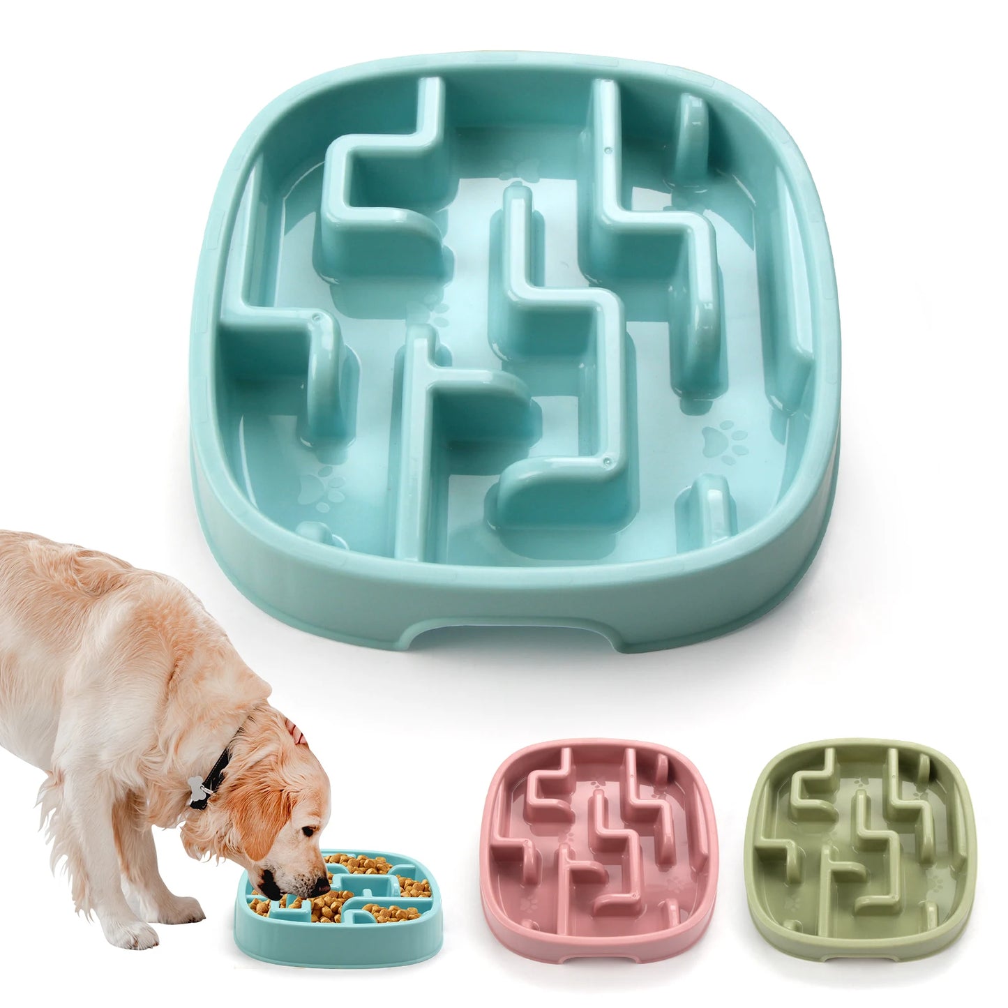 Pet Dog Slow Feeder Bowl Fun Non Slip Anti-Gulping