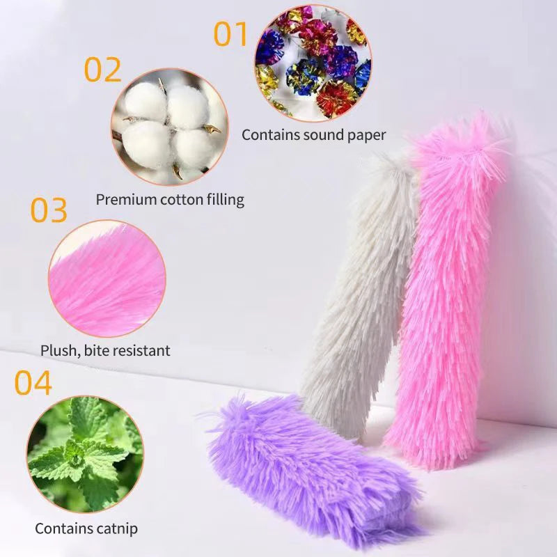 Plush Cat Chew Toy Catnip Self-hi Bite Toys Strip Pillow Teaser Toys