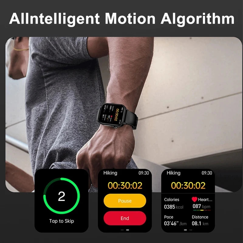 ECG+PPG Medical-Grade Smartwatch for Men: Monitors blood glucose, lipids, and uric acid, with Bluetooth connectivity for comprehensive health tracking.