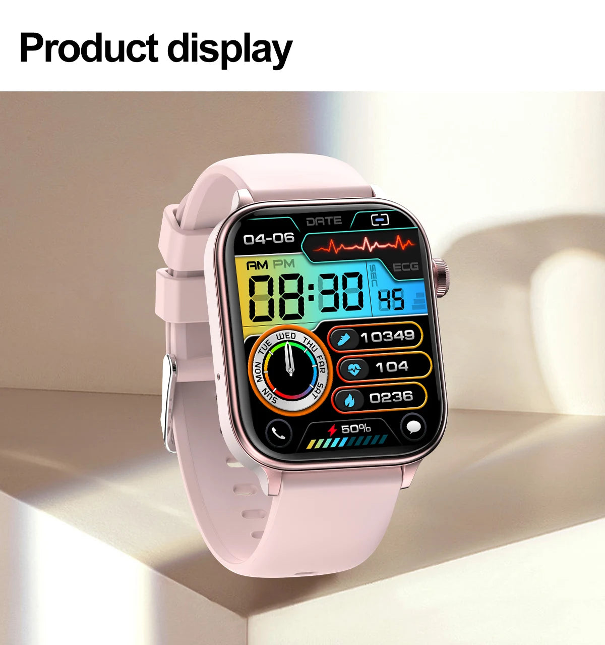 ECG+PPG Medical-Grade Smartwatch for Men: Monitors blood glucose, lipids, and uric acid, with Bluetooth connectivity for comprehensive health tracking.