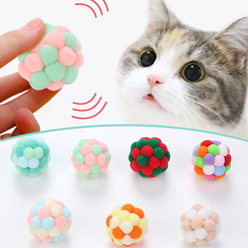Interactive Plush Cat Toy Balls – Colorful Teaser Toys for Cats